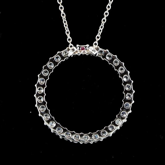 19366 Roberto Coin 18K White Gold Diamond 32mm Large O Circle of Life Pendant - Picture 2 of 3